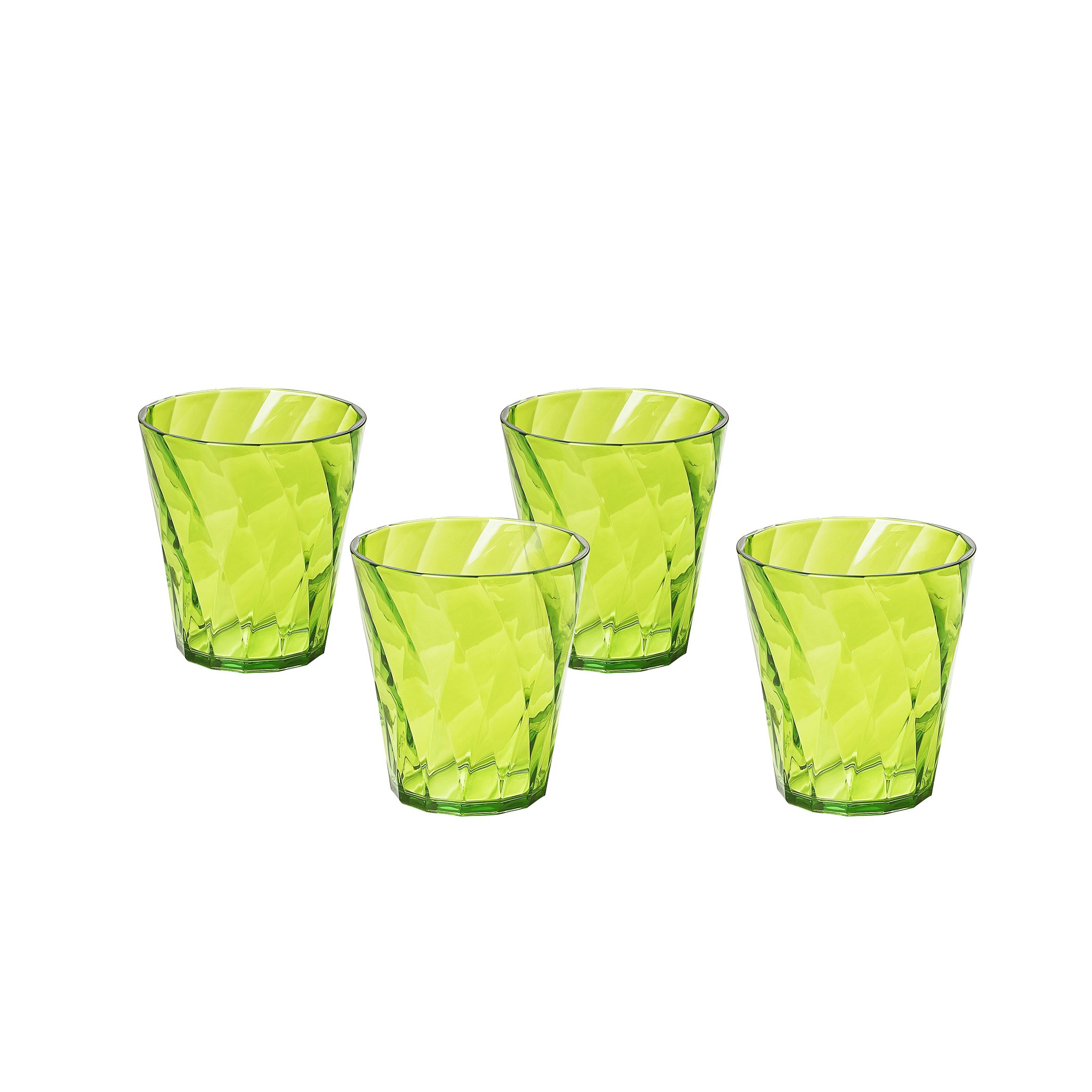 omada Design 4 Transparent Drink Glasses 11,83 fl oz Coloured, Diamond Line, Green