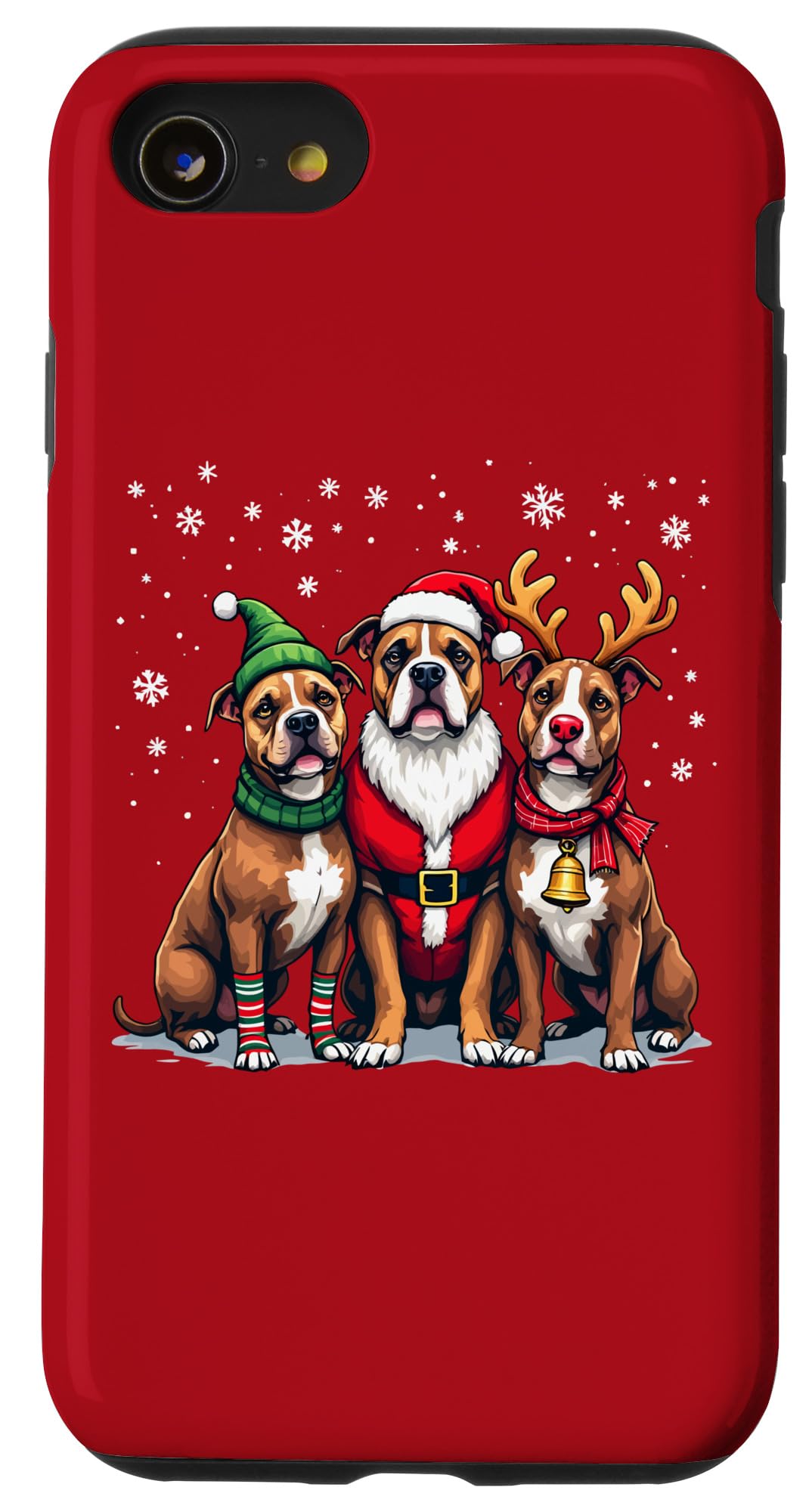 iPhone SE (2020) / 7 / 8 Pitbull Christmas Dogs Funny Santa Reindeer Elf Holiday Case