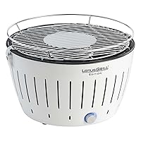  340 Lotusgrill Lotusgrill weiss klein Edelstahl Stahl Kunststoff Balkon Camping Picknick ✔ rund ✔ tragbar rauchfrei ✔ Grillen mit Holzkohle ✔ für den Tisch 