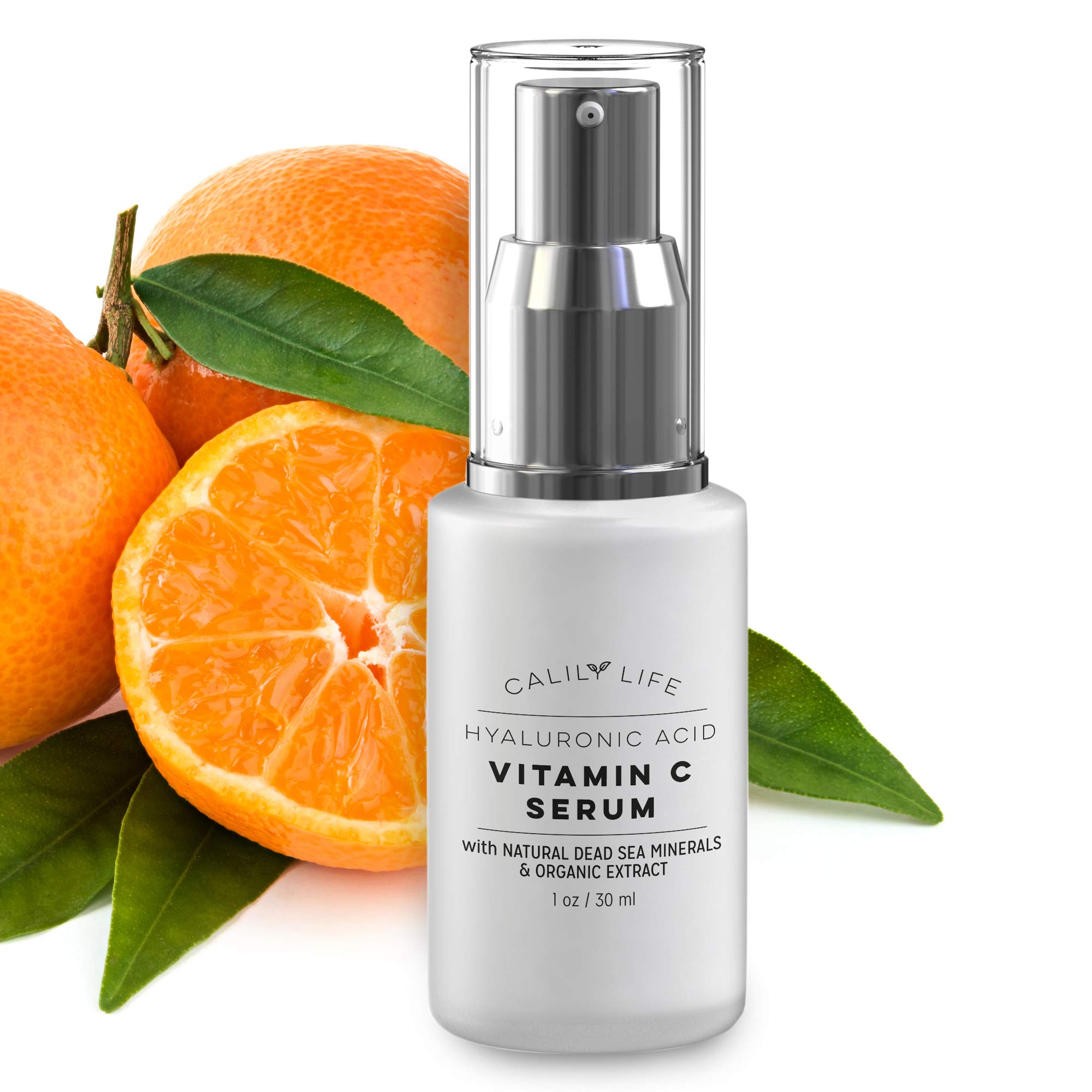 Calily Life Hyaluronic Acid Vitamin C Serum with Dead Sea Minerals, 1 Oz. – Contains Vitamins A, C, E, B5 and More - Restores Youthful Glow - Hydrates, Enrichens, Strengthens and Nourishes [ENHANCED]