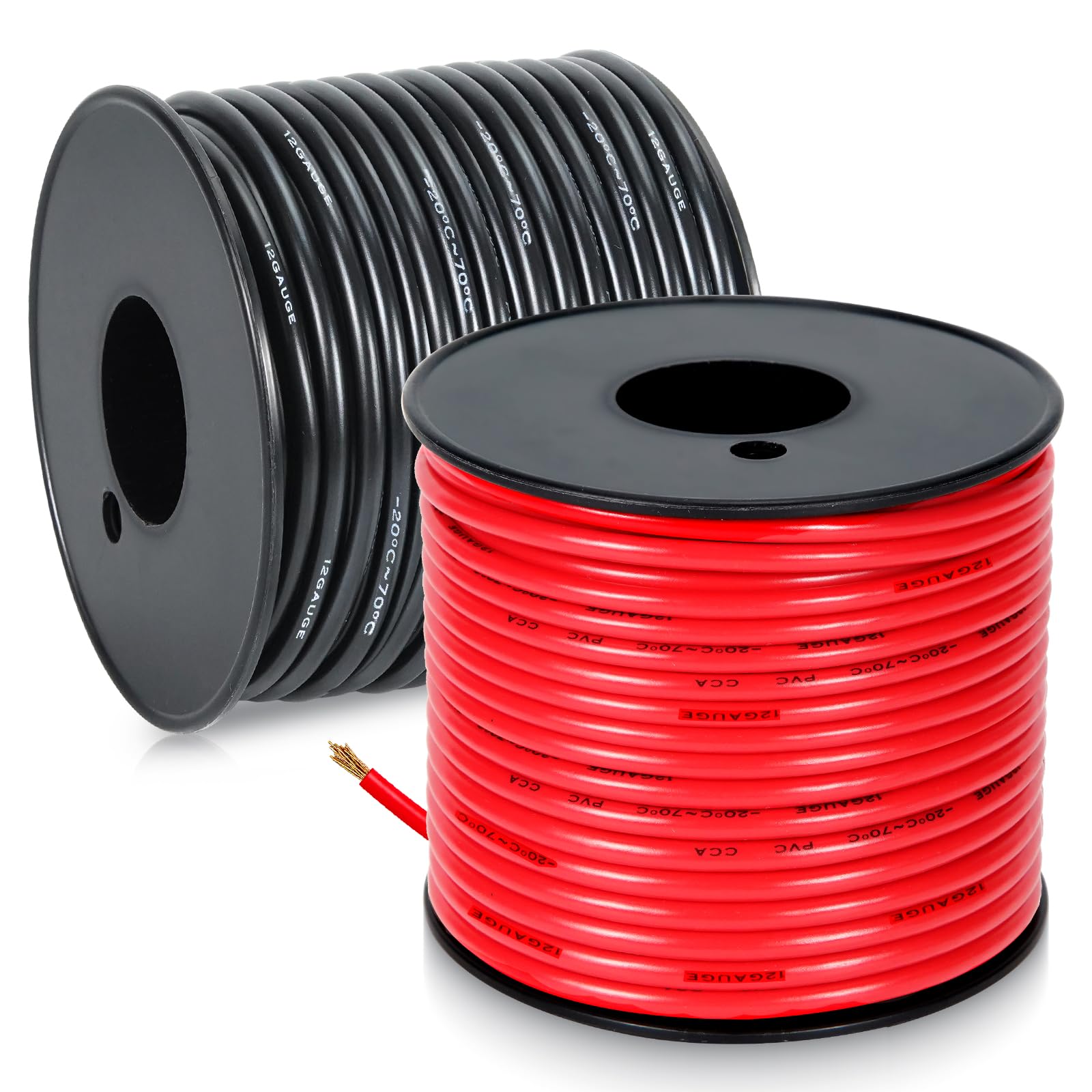Photo 1 of 12 Gauge Electrical Wire, Red/Black Each 30FT, Flexible Low Voltage PVC Copper Clad Aluminum Extension Cord for DIY Projects,Car Speaker Wire, LED Wire, Residential Wiring 12V/24V DC
