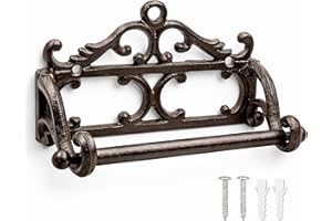 Vintage Decorative Toilet Paper Holder Antique Cast Iron Tissue Roll Holder with Screws Rustic Toilet Paper Roll Holder Wall 
