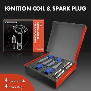 Aero Spark Performance Ignition Coil & Autolite Spark Plug Kit (4 Coils + 4 Plugs) For Ford Focus / Escape - FD505