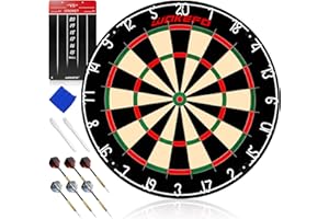 WAKEFA Professional Dart Boards, Competition Bristle Dartboard and Darts for Adults, Steel Tip Dart Board Set in Game Room/Bar/Office, Regulation Size High Grade Sisal Dartboards with 6 Metal Tip Darts