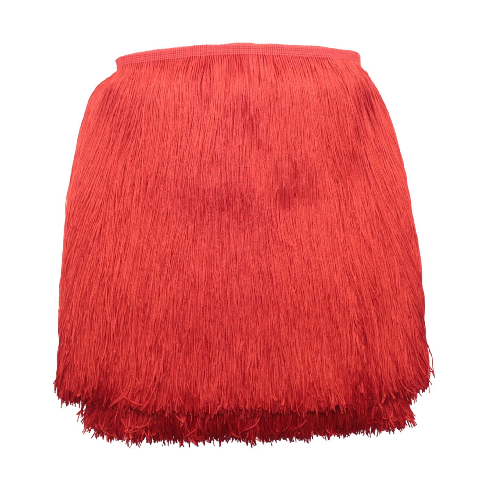 Yalulu 10 Meters Long 30 CM Wide Polyester Latin Fringe Tassel Trimming Lace DIY Latin Macrame Samba Dance Dress Stage Clothes Curtain Trim (Red)