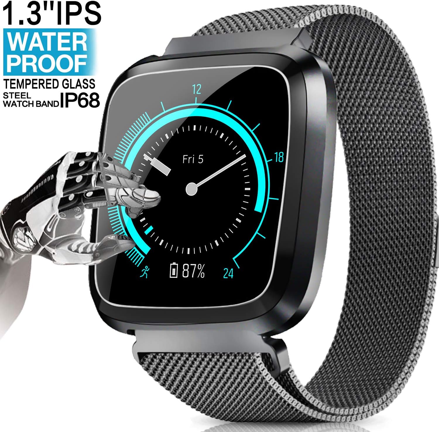 YAKOO Fitness Tracker HR - Activity Tracker Watch for Men Women, Waterproof Smart Digital Watch with Heart Rate Blood Pressure Sleep Monitor Pedometer for Holiday Birthday Gifts