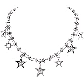 OJERRY Grunge Star Pendant Choker Stainless Steel Necklace Punk Y2K Aesthetic Jewelry for Girls Women