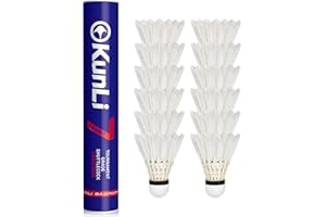 kunli Badminton Shuttlecocks 12-Pack (All Round Feather) Duck Feather Badminton Birdies with Great Durability Stability and Balance,Suitable for Professional Competition Or Training Indoor Sports