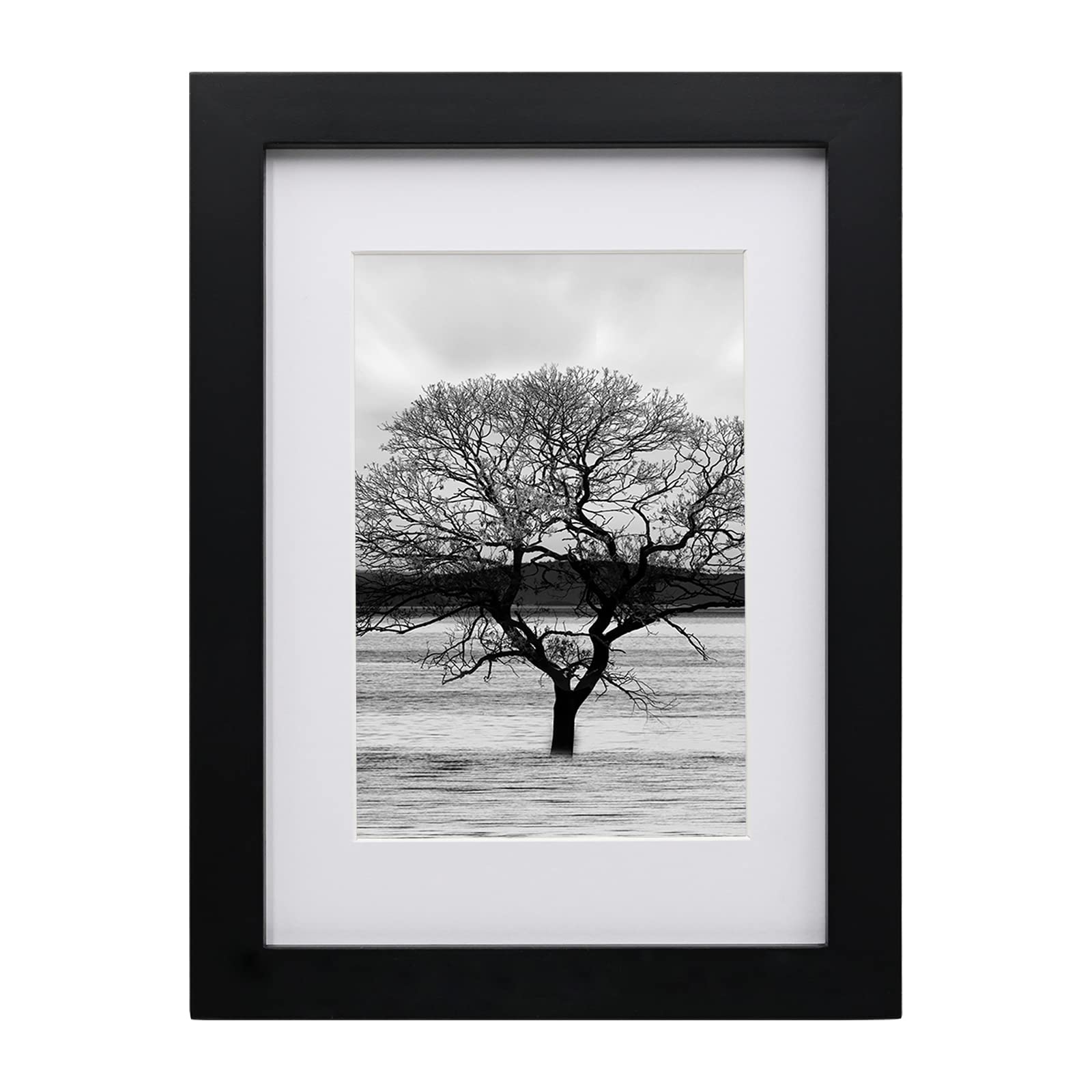 A5 Frame,100% Solid Wood with 6x4 Mat,A5 Picture Frame,A5 Photo Frame with Acrylic,14.8x21cm Certificate Frame for Tabletop and Wall Mounting,Black