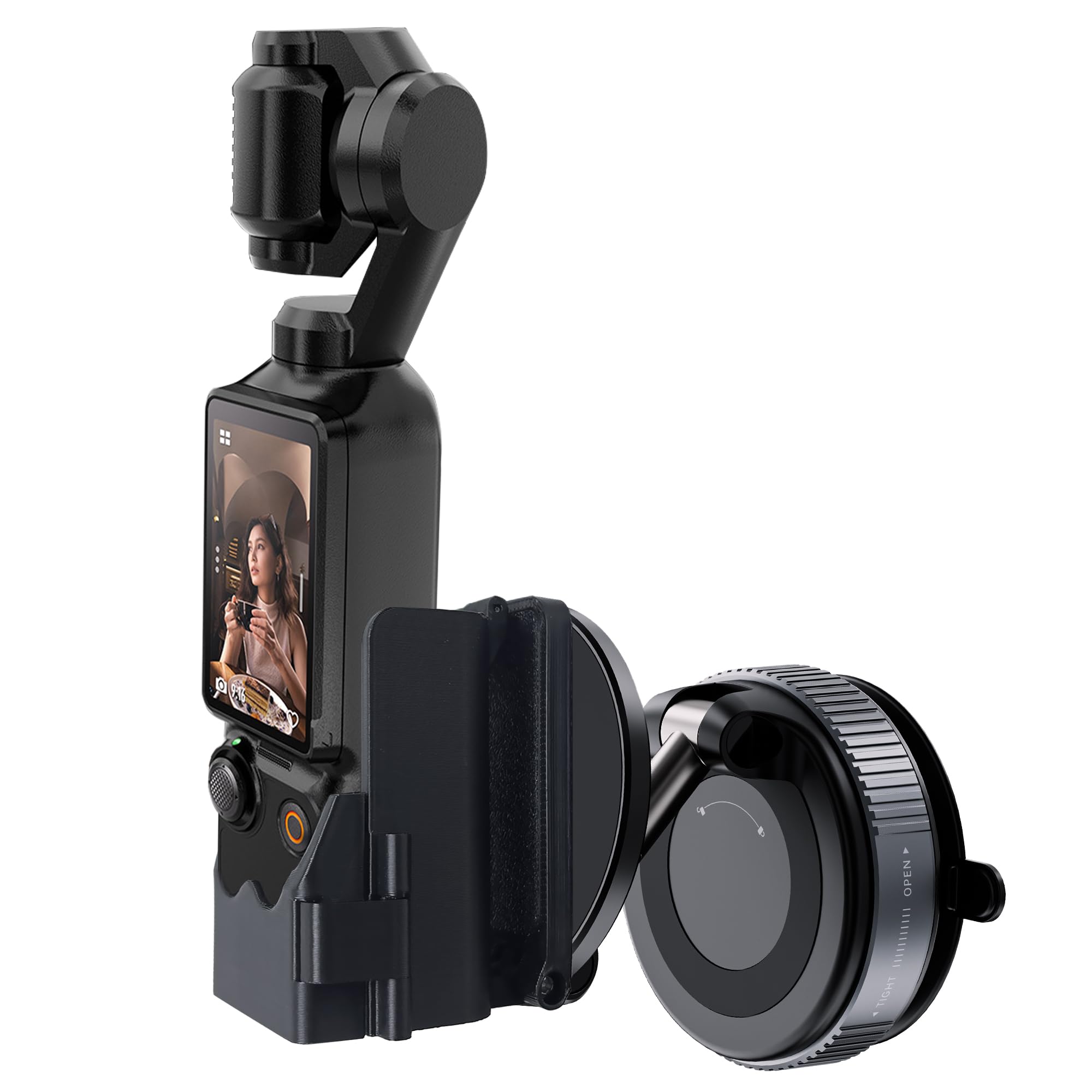 Photo 1 of Jkoailiwi 2-in-1 Magnetic Suction Cup Mount for DJI Osmo Pocket 3, Adjustable Pocket 3 Accessories Adapter Car Camera Mount for Windshield/Window/Metal with 30lbs Suction & N52 Magnets