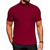 COOFANDY Men's Mock Turtleneck Short Sleeve Soft Lightweight Sweater Ribbed Knit Pullover Casual Basic Tops