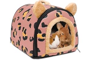 Tierecare Rabbit Bed Large Bunny Hideout Warm Guinea Pig Cave House Tunnel Habitat Cozy Hide Cage Accessories for Dwarf Rabbits Other Small Animals