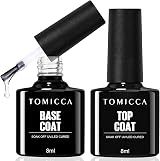 TOMICCA Gel Nail Polish Base Coat Top Coat Set 2x8ml No Wipe UV/LED view 9