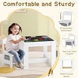 Lestarain Children's Table and Chair Set with Storage, White + Grey view 6