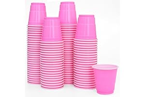 Vumdua 100 Pcs Pink Plastic Shot Cups, Disposable Shot Glasses 2 oz Plastic Cups, Mini Cups for Birthday, Bachelorette Party, Tasting Cups, Jello Shots, Baby Shower, Parties Favor & Supplies