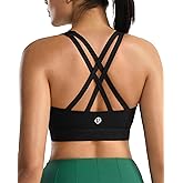 RUNNING GIRL Sports Bra for Women,Strappy Running Criss-Cross Back High Impact Sports Bra with Sewn in Pads