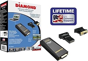 Diamond Multimedia USB 3.0 to VGA/DVI/HDMI Video Graphics Adapter up to 2048x1152 / 1920x1080 - Windows 10, 8.1, 8, 7, XP, MAC OS and Android 5.0 and Higher