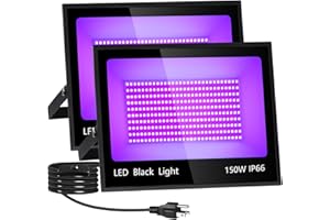 LINSTAINE IP66 150W Blacklight with 10ft Cable, Waterproof Outdoor LED Black Light Floodlight with Switch&Plug for Neon Party, Halloween, Fluorescent, Birthday, Glow in The Dark, 2 Pack