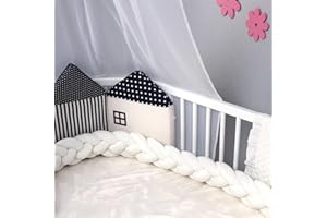 ERIBEDA Updated Multi -Purpose Knot Pillow, 4 Thicker Braids Care Knot Pillow Ball for Use On Cribs and Cradles,White-118inch