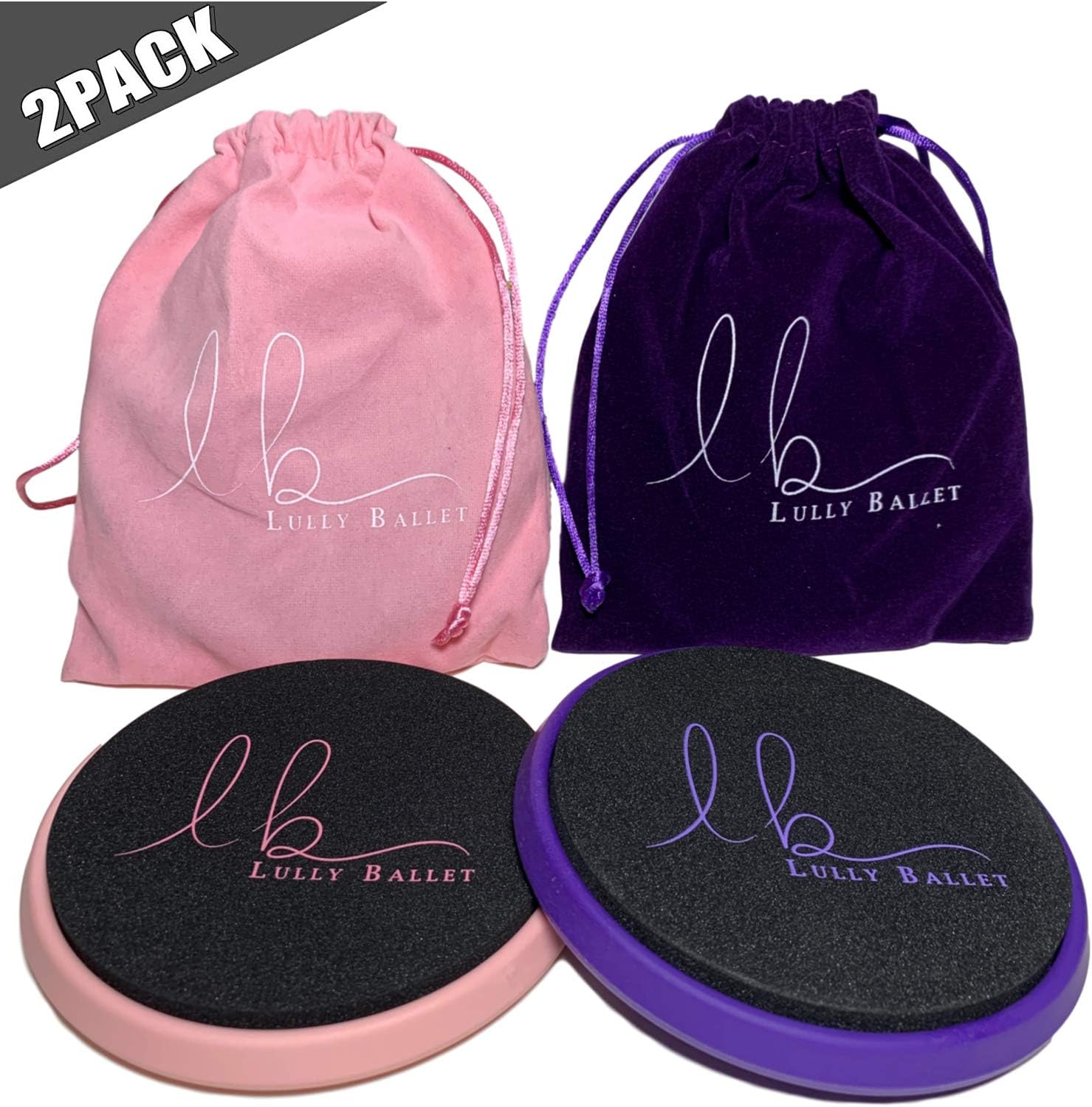 Lully Ballet 2 Pack Turn Board with Carrying Bag Pink & Purple - Releve Turning Board for Dancers Helps Improve Turns and Pirouettes