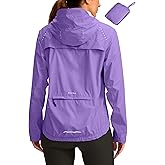 Bikewa Women's Cycling Rain Jackets Waterproof Windbreaker Lightweight Running Windproof Reflective Jacket Packable Hooded