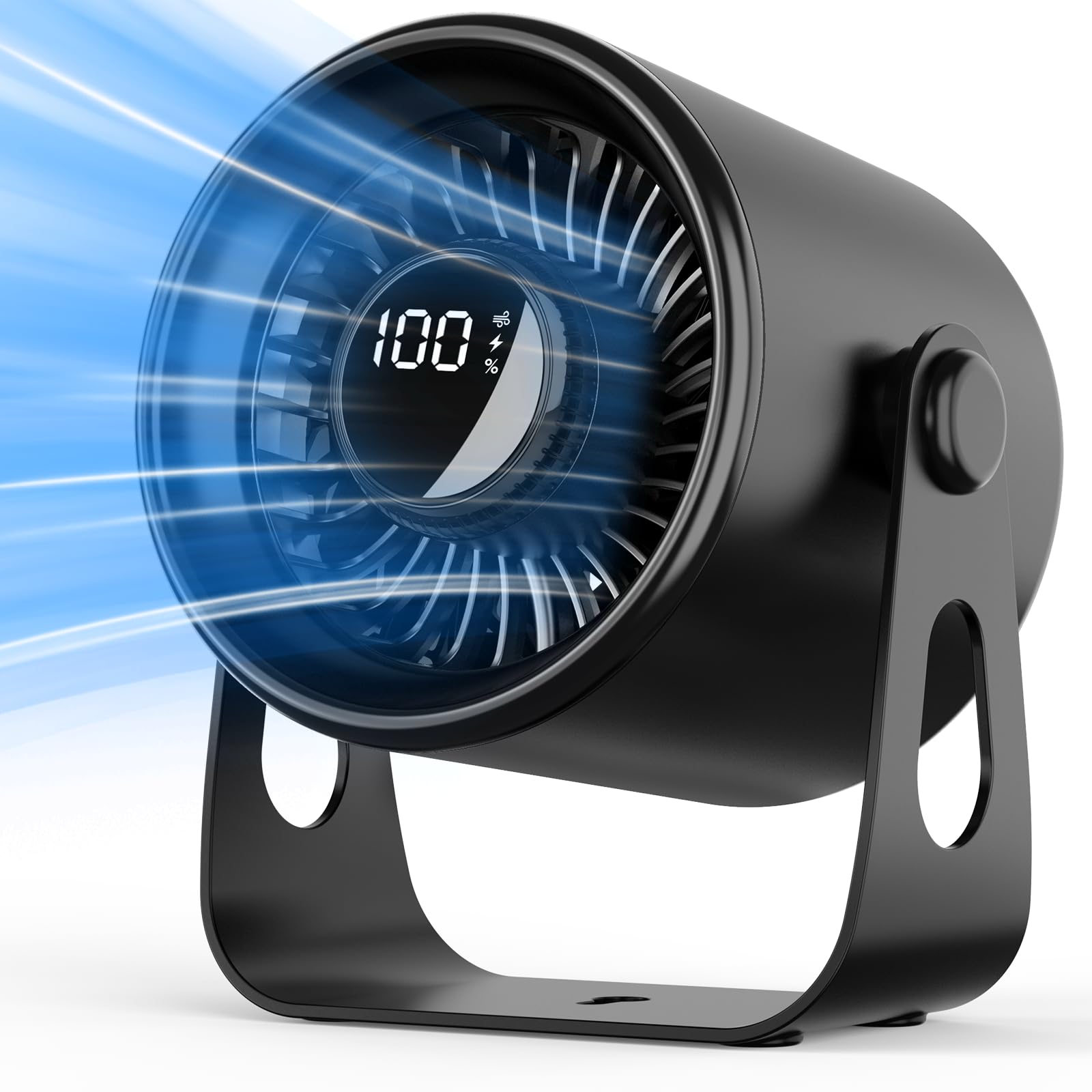Photo 1 of Cooperwin Desk Fans Small Quiet, 100 Speeds Rechargeable Fan Portable, 4000mAh Battery Powered Fan with Digital Display, 110° Tilt Adjustable Personal Table Fan for Bedroom Home Office Travel, Black