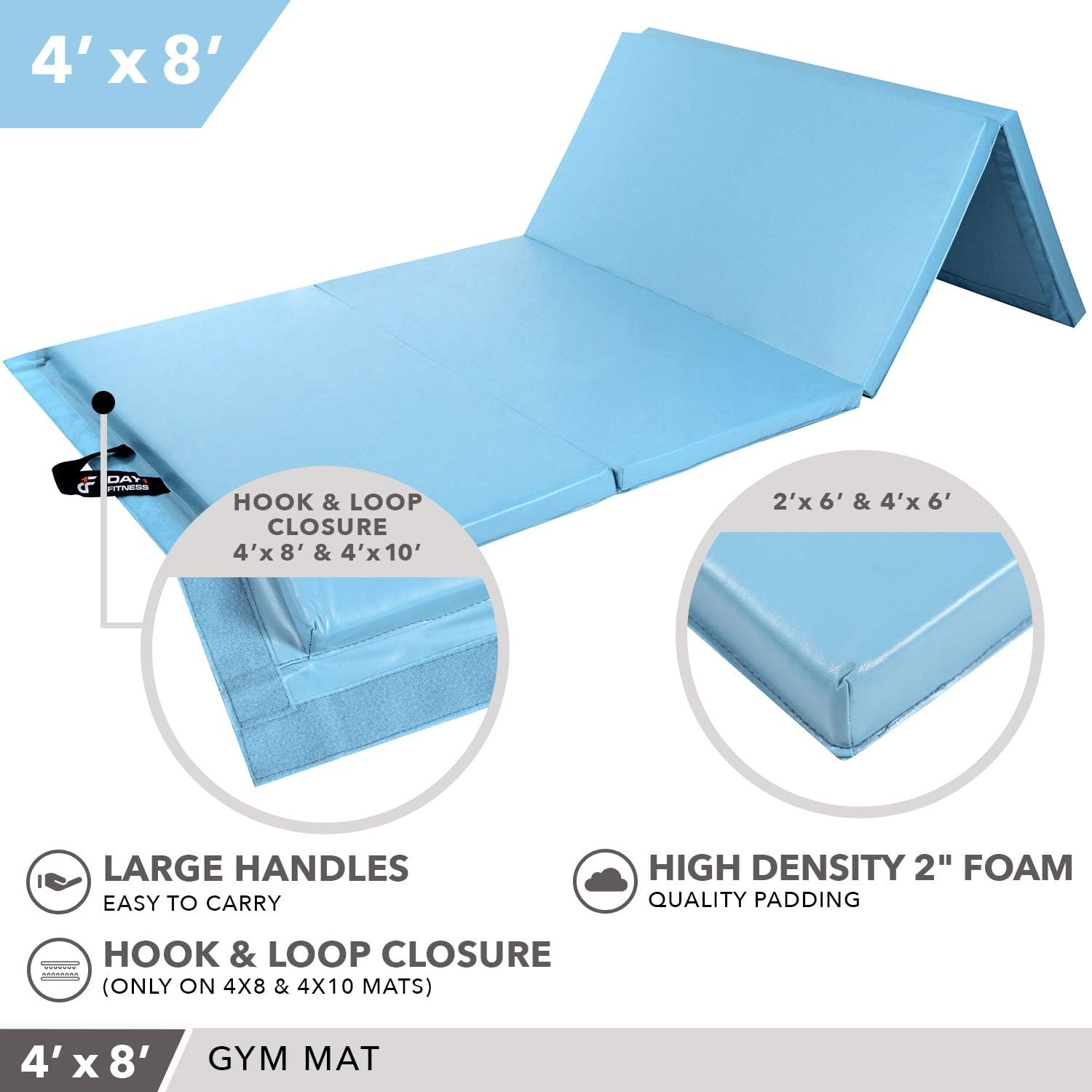 Day 1 Fitness Folding Gymnastics Gym Mat – High-Density Foam, Exercise, Yoga, Gymnastics, Crossfit, Aerobics, Tumbling Mats : Sports & Outdoors