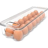 Utopia Home Egg Holder for Fridge, Stackable Egg Container, 1 Pack, Clear | With Lid and Handle, For Refrigerator Organization, Egg Holder For Kitchen or Pantry Organizers and Storage