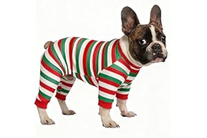 CESEONCE Dog Christmas Pajamas Cotton Striped Pet Jumpsuit, Breathable Comfy Thermal Warm Pjs for Puppy, Dog Christmas Pajamas Holiday Shirts for Small Large Dogs Onesie Boys and Girls Medium