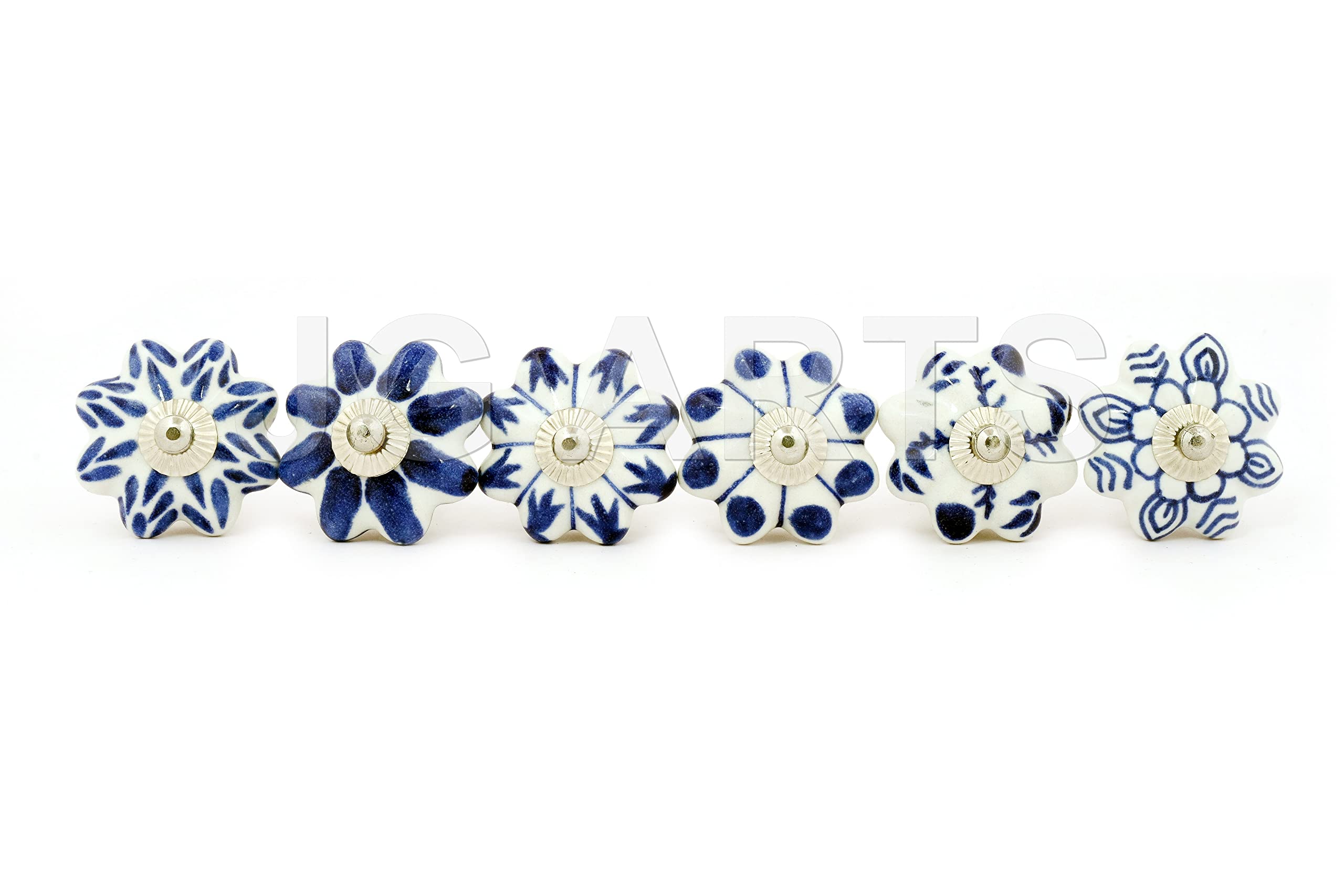 Jaipur Market Jaipur Market 6 Count Decorative Ceramic Drawer Pull Knobs Blue And White