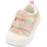 noorkiz Toddler Wide Toe Box Barefoot Shoes Glitter Girls Sneakers Fashion Zero Drop Kids First Walking Shoes for School Daycare Preschool Outdoor Indoor Activities