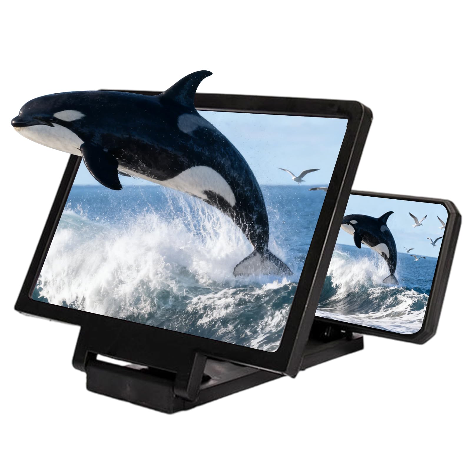 Photo 1 of 12" Big Screen Phone Magnifier,Screen Magnifier for Cellphone,3D HD Foldable Design Screen Magnifier Version,for Movies,Videos, Gaming, Portable Phone Stand Amplifie (Black)