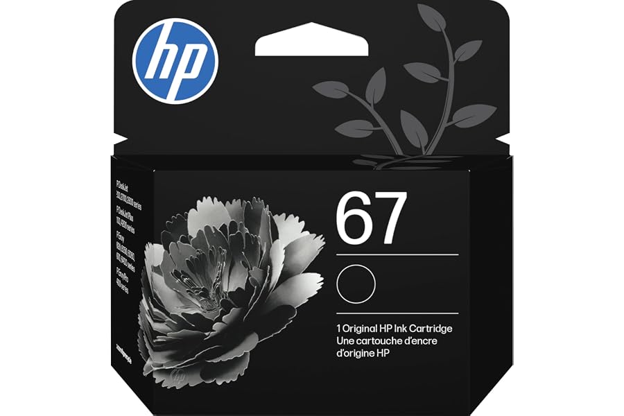 Get It Now HP 67 Black Ink Cartridge | Works with DeskJet 1255, 2700, 4100 and Envy 6000, 6400 Serie