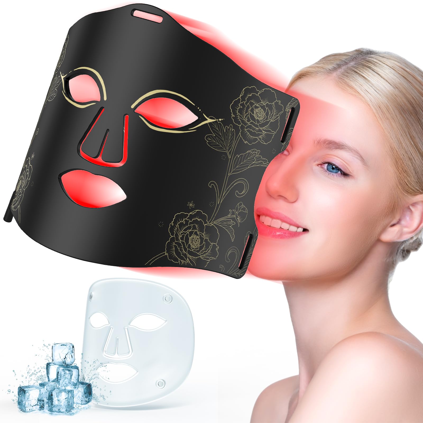 exbushwren Red Light Therapy Mask for Face with Ice Compress, 7 Colors ...