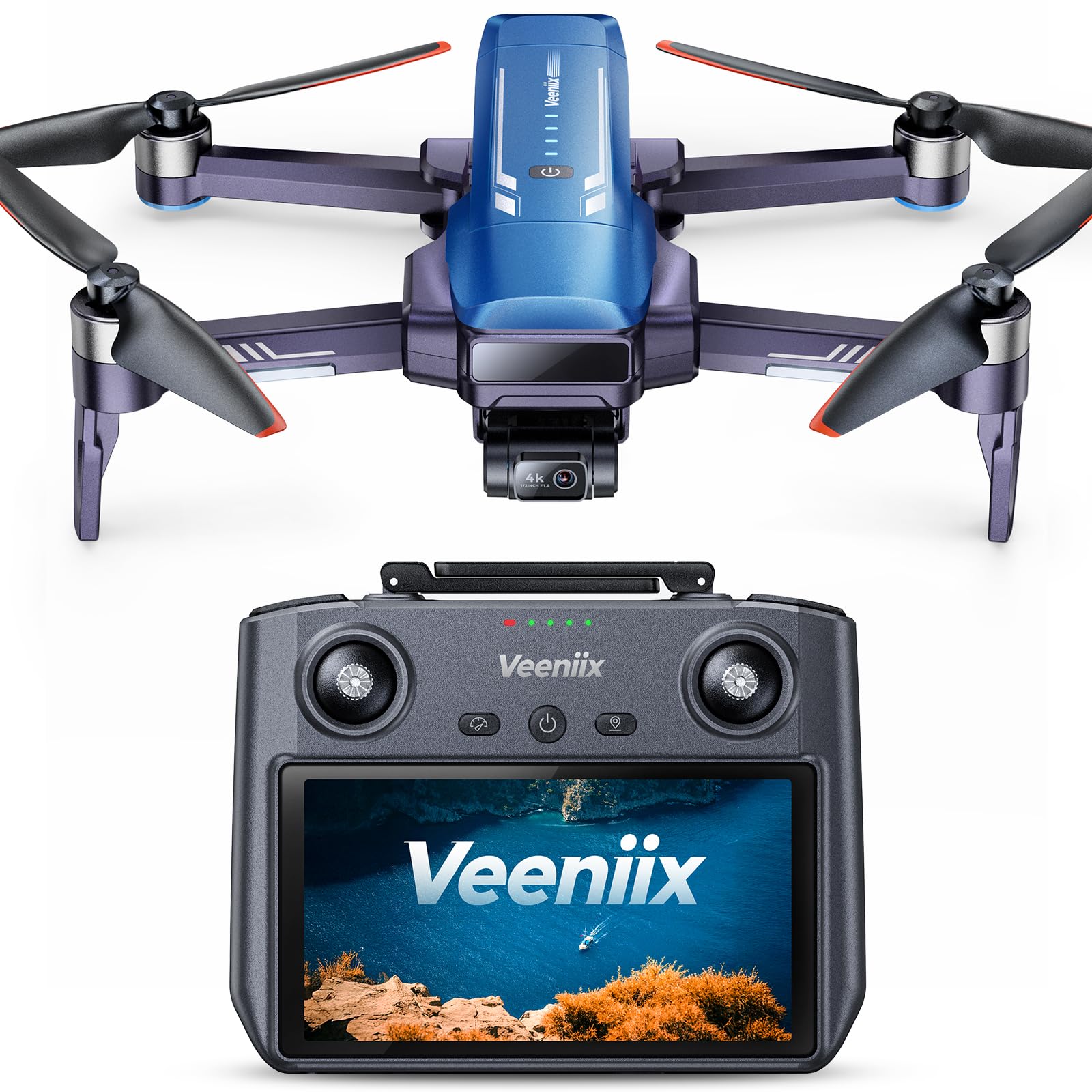 Veeniix 4K Drone with Camera for Adults, 8K Photos, Touchscreen Remote