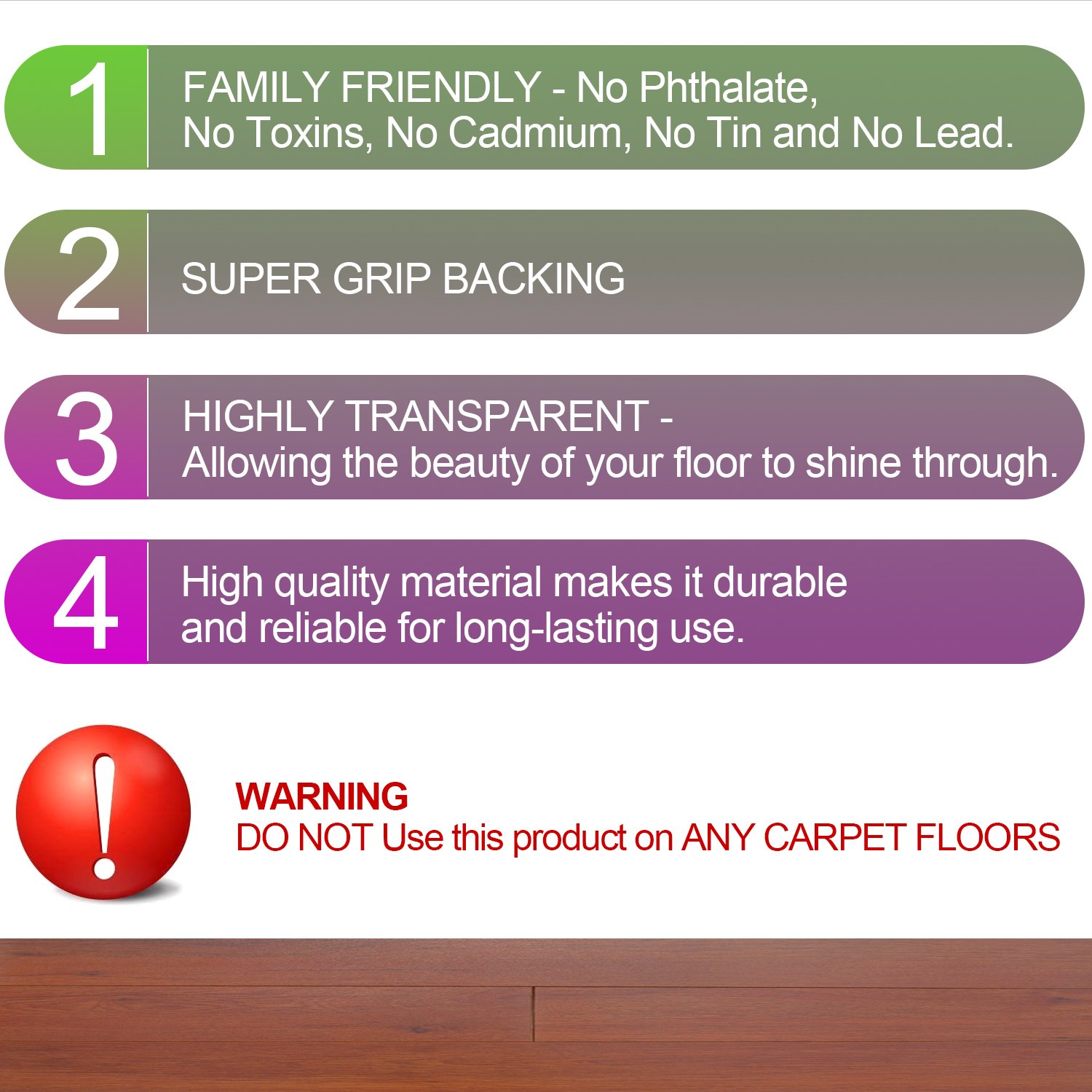 Under Desk Chair Mat (Transparent) Large, Vinyl Floor Protector for Low