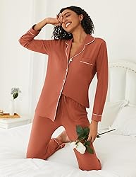 Ekouaer Womens Pajamas Set 2 Piece Button Down
