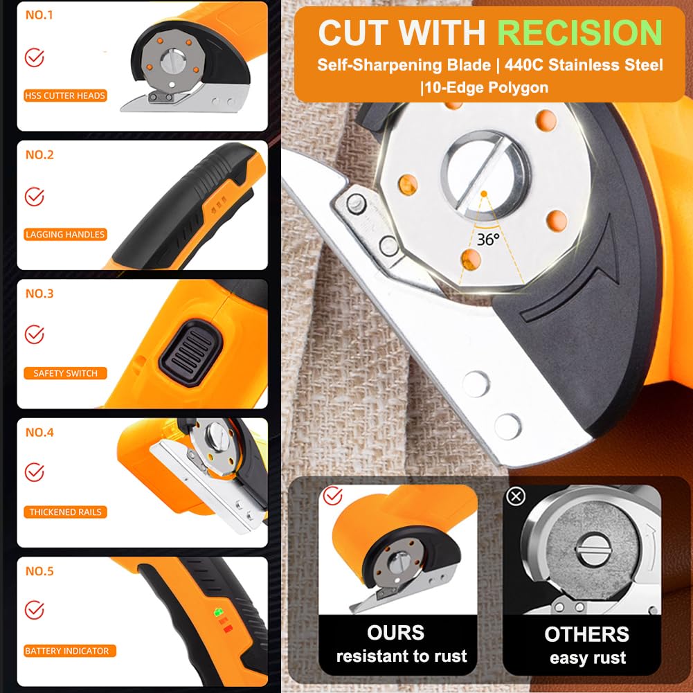 High Speed Cardboard Cutter, Electric Box Cutter For Cardboard Fabric Carpet, Automatic Cordless Electric Scissors With Safety Lock - Rechargeable Battery, Heavy Duty Power, Rotary Cutting