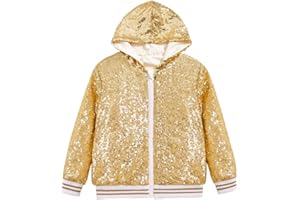 CHENBAO Girls Sequin Jackets Kids Boys Bomber Jacket Zip Up Coat Sparkle Outwear Birthday Clothes