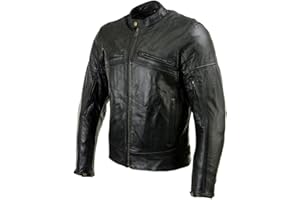 Xelement XSPR105 Men's 'The Racer' Black Leather Armored and Vented Motorcycle Biker Rider Racing Jacket - Large