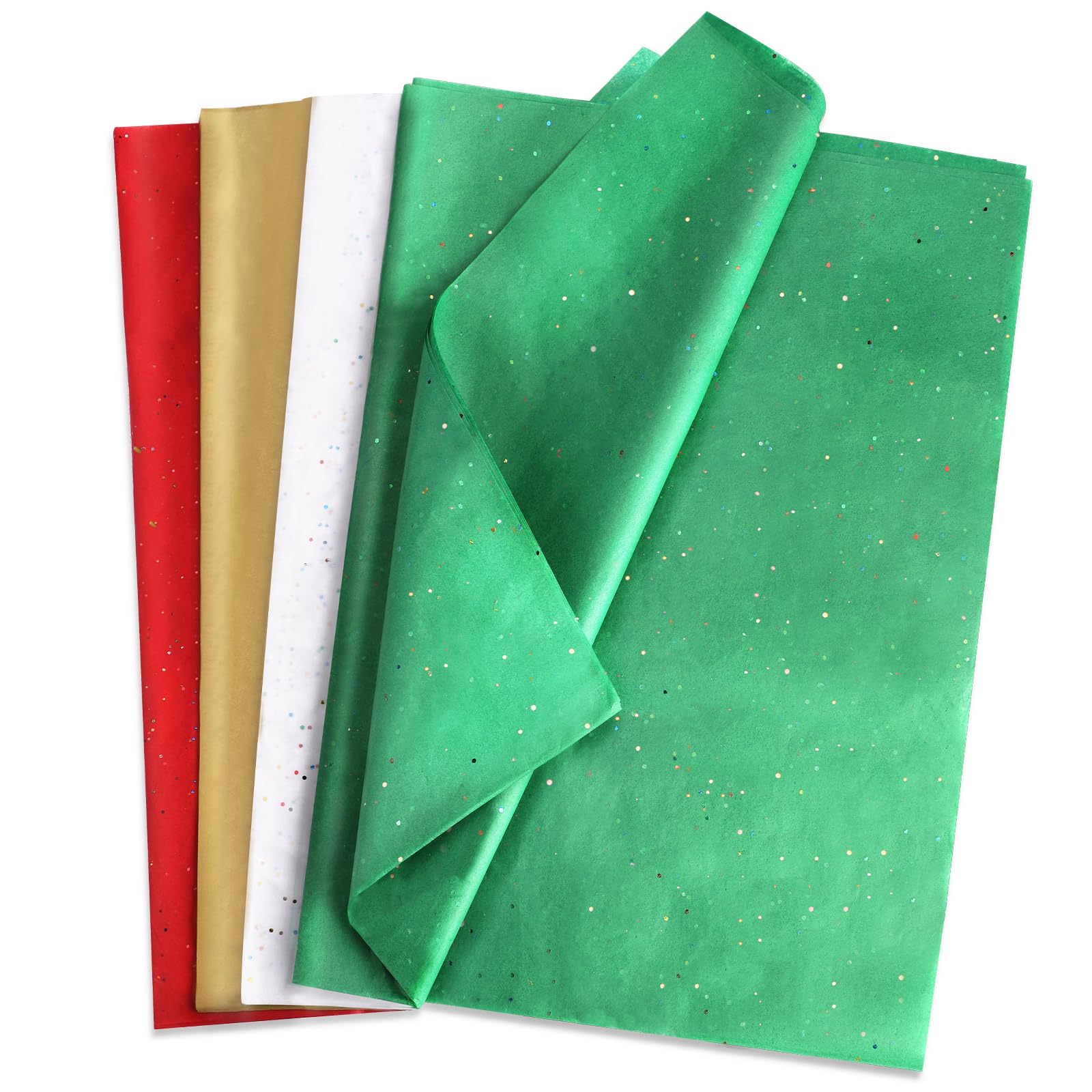 40 Sheets Christmas Tissue Paper, 20x26 Inch Christmas Glitter Tissue Paper Christmas Wrapping Paper for DIY Craft Party Bag Packaging Decoration (4 Styles)