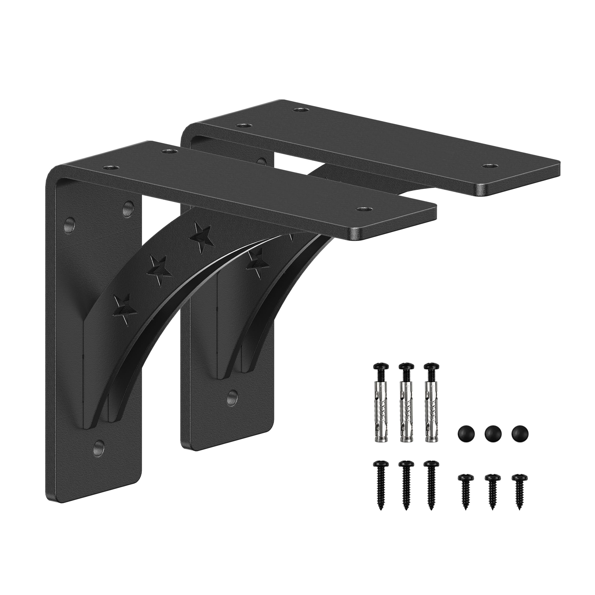 Photo 1 of PICESA Heavy Duty Shelf Brackets?max Load 900 LBS,Premium Alloy Metal Mantel Brackets , (Set of 2) Fireplace Mantel Brackets - Countertop Support Brackets (Matte Black, 7 inch x 6 inch)
