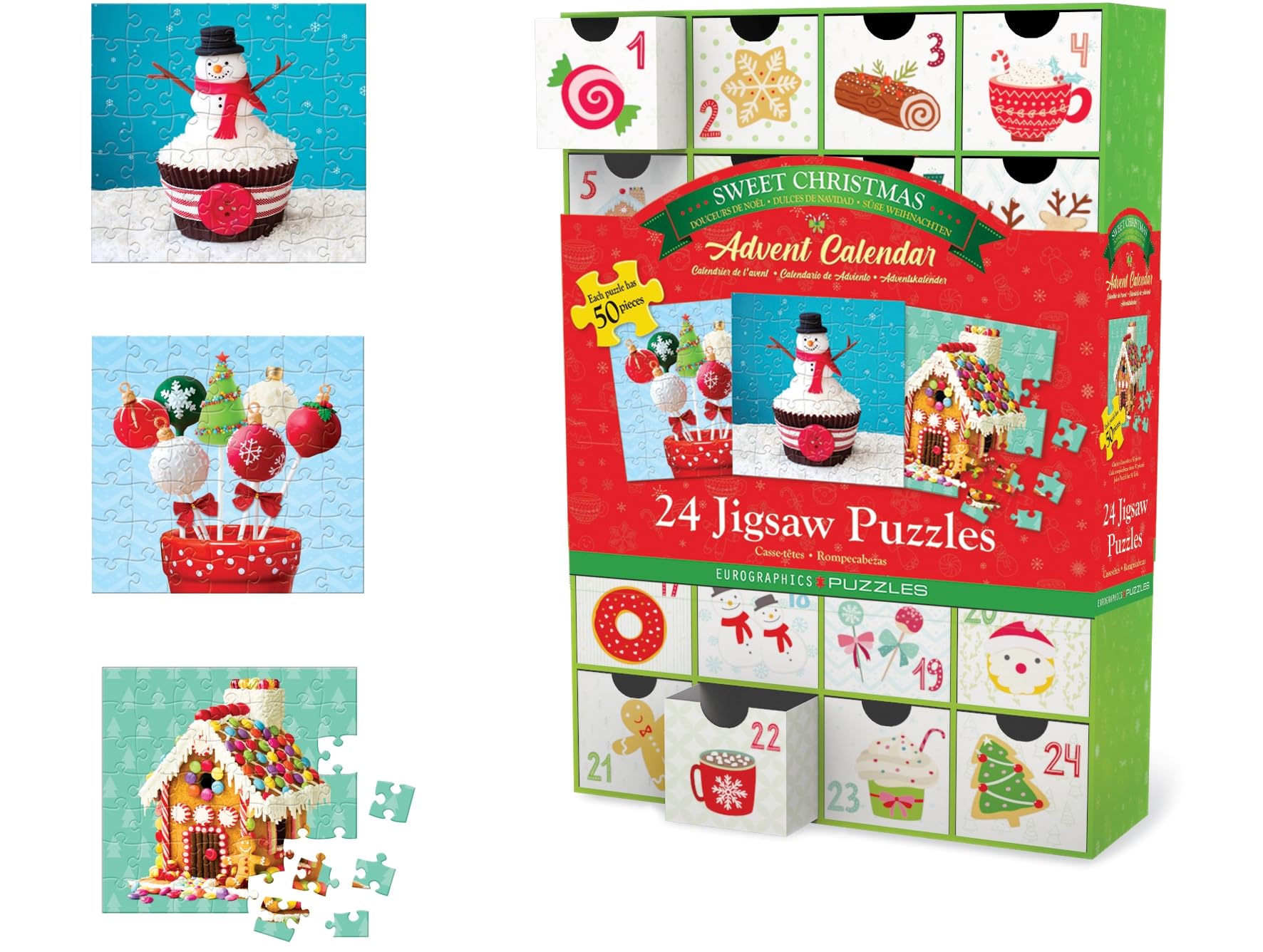 EuroGraphics 8924-5666 Sweet Christmas Advent Calendar Christmas Puzzle, Colourful, 5 x 5 Inches