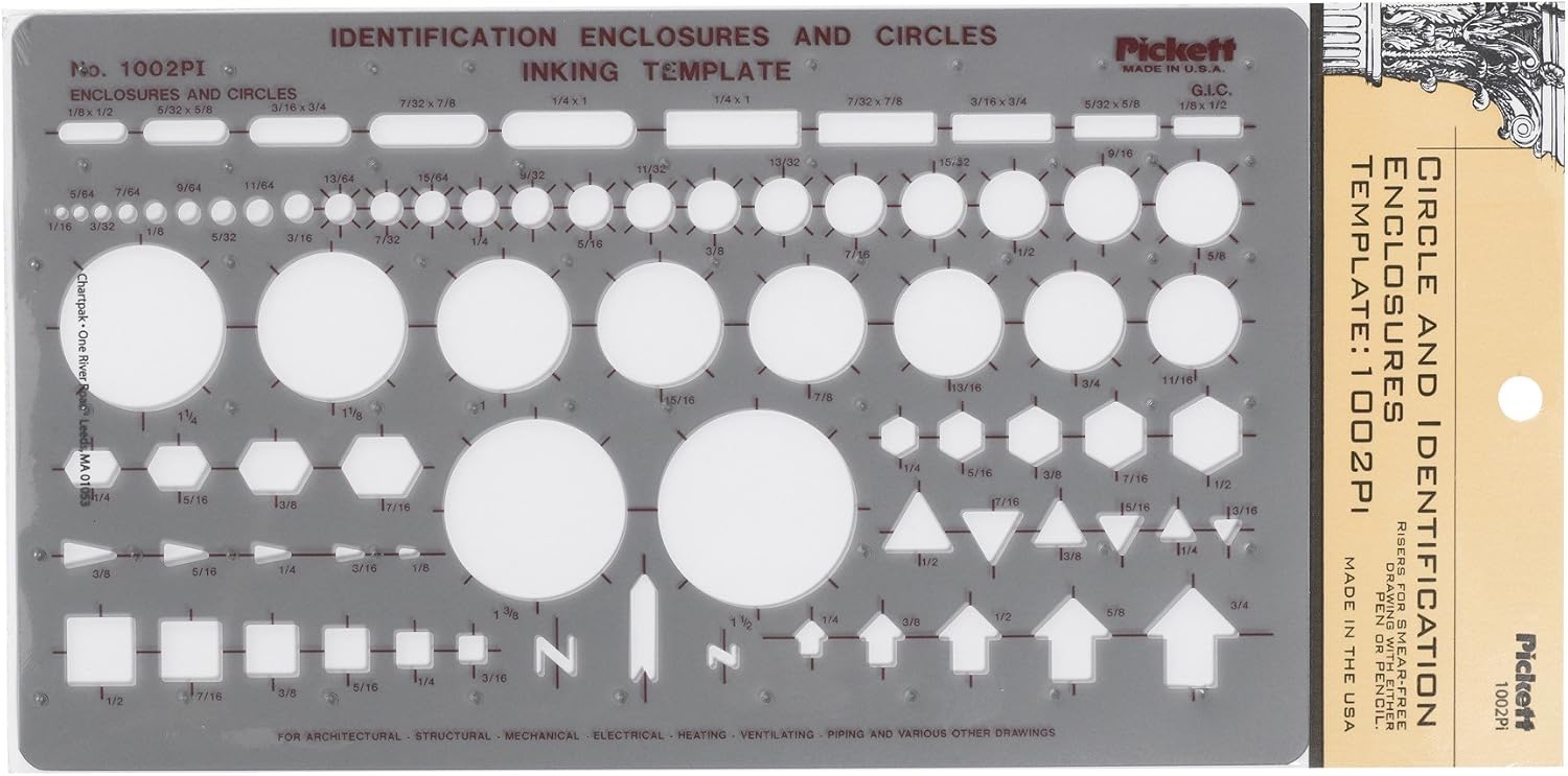 Pickett CHA1204I Circle Master Template, Range From 1/16 To 3 Inches in Diameter (1204I) : Artists Drawing Aids : Office Products
