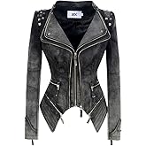 LFSS Women's classic denim jacket personalized rivet punk dovetail Motorcycle Jacket