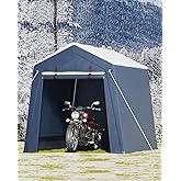 6x6 FT Outdoor Storage Shelter Shed Carport with Roll Up Door Windows Waterproof Portable Garage Heavy Duty Tent for Motorcycle Bike Firewood Tools Ventilated