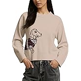 TERIVEEK Graphic Sweater for Women Cute Horse Print Long Sleeve Crewneck Knit Pullover Jumper Casual Trendy Fall Sweater 2026