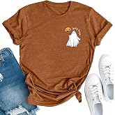 Halloween T Shirt Women Spooky Season Ghost Tshirts Fall Sanderson Shirt | Halloween Shirt for Women, Spooky Season Ghost Tee Tops, Vintage Graphic Halloween Party Shirt ,Casual Short Sleeve Tops
