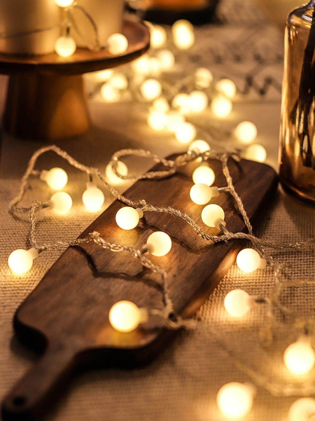 FPEAOB Globe String Lights Battery Powered 80 LED 10M Warm White Fairy String Light Waterproof Decoration for Bedroom Christmas Xmas Tree Wedding Garden Party - Image 4