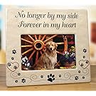 Banberry Designs Pet Memorial Ceramic Picture Frame - No Longer By My Side Forever in My Heart - Loss of a Pet Gift - Pet Photo Frame - Pet Sympathy Gift - In Memory of a Pet